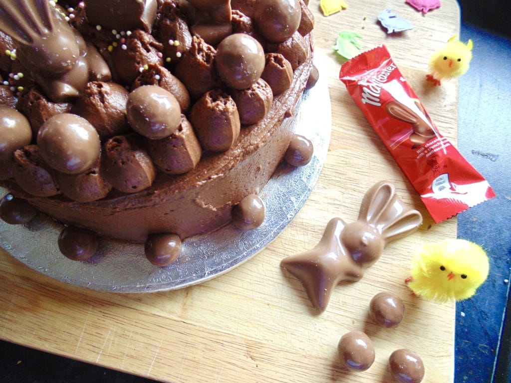 easter chocolate malteser bunny cake
