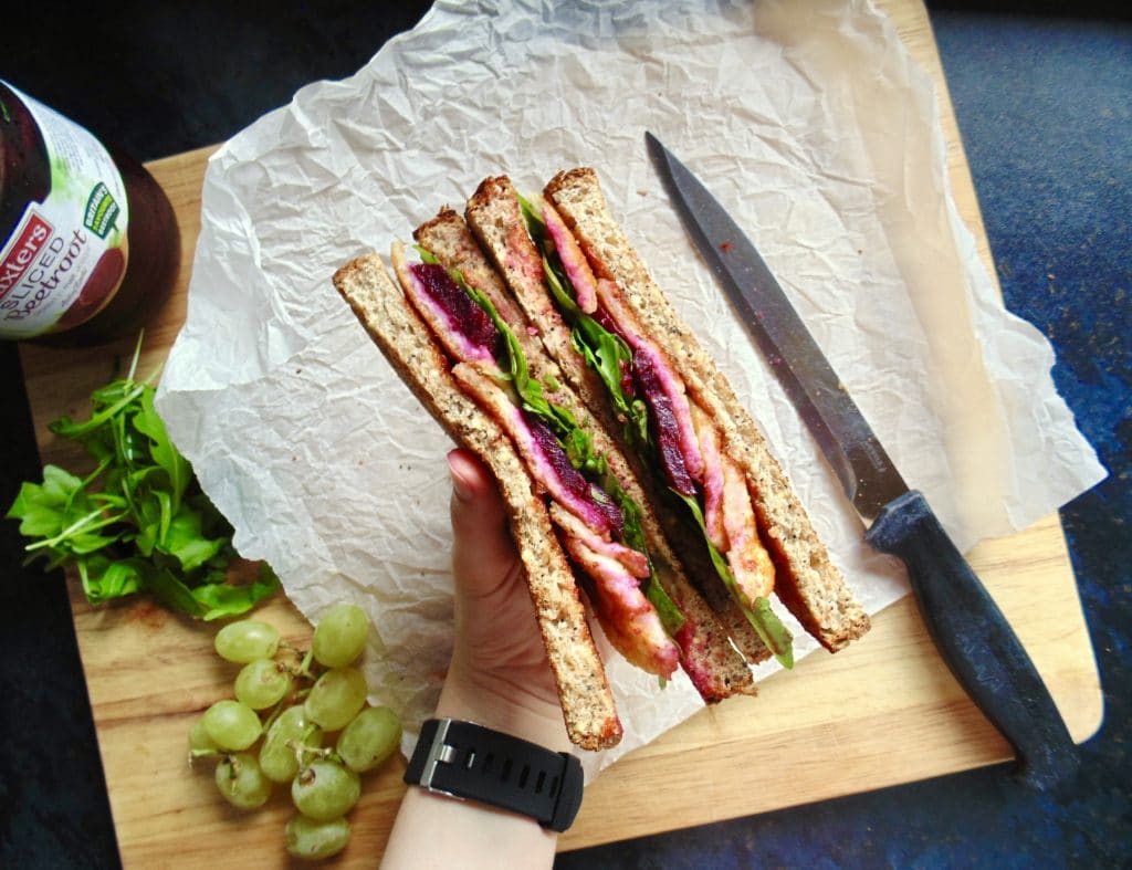 Grilled Halloumi Beetroot Sweet Chilli Sandwich