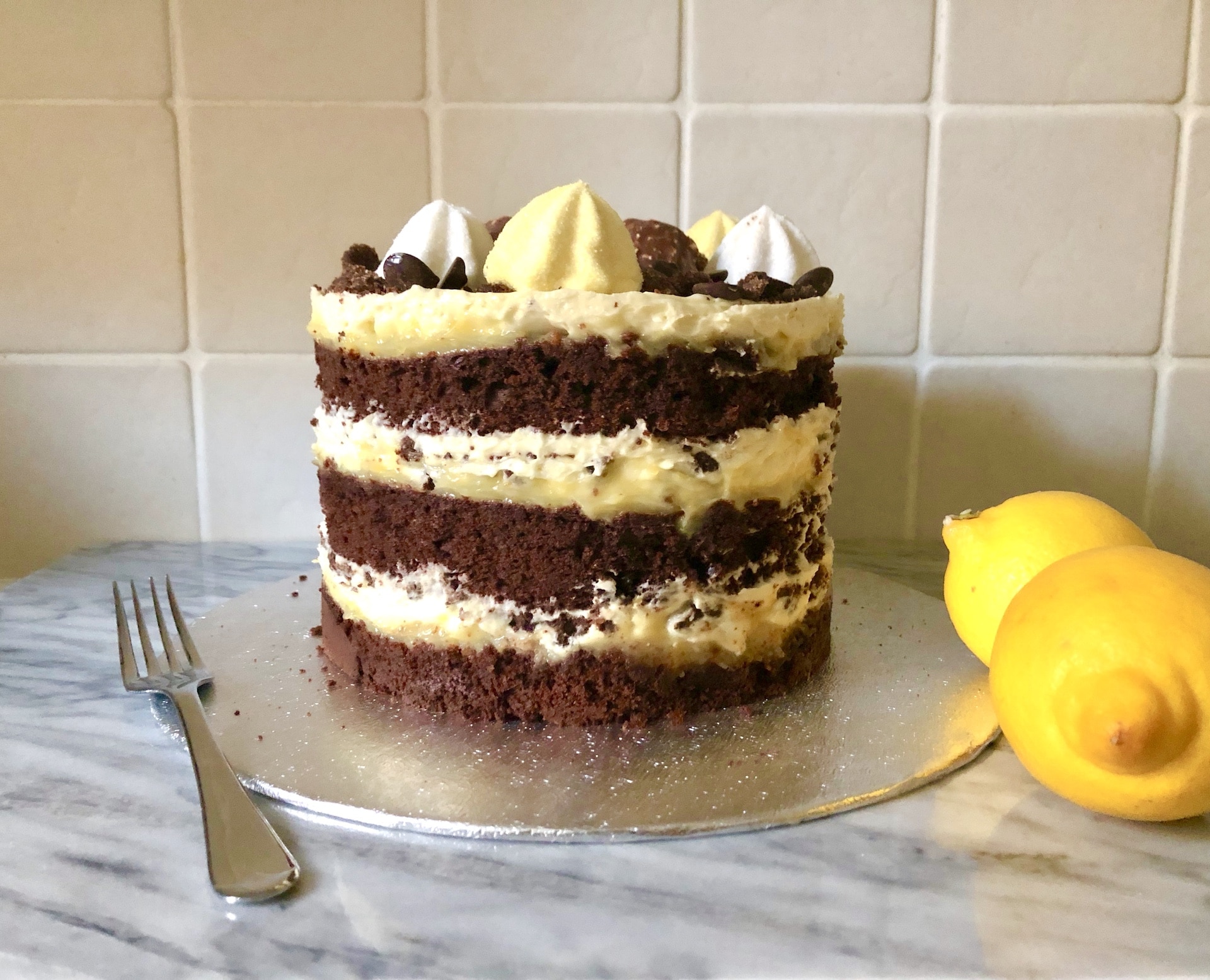 Dark Chocolate Lemon Layer Cake - Maverick Baking