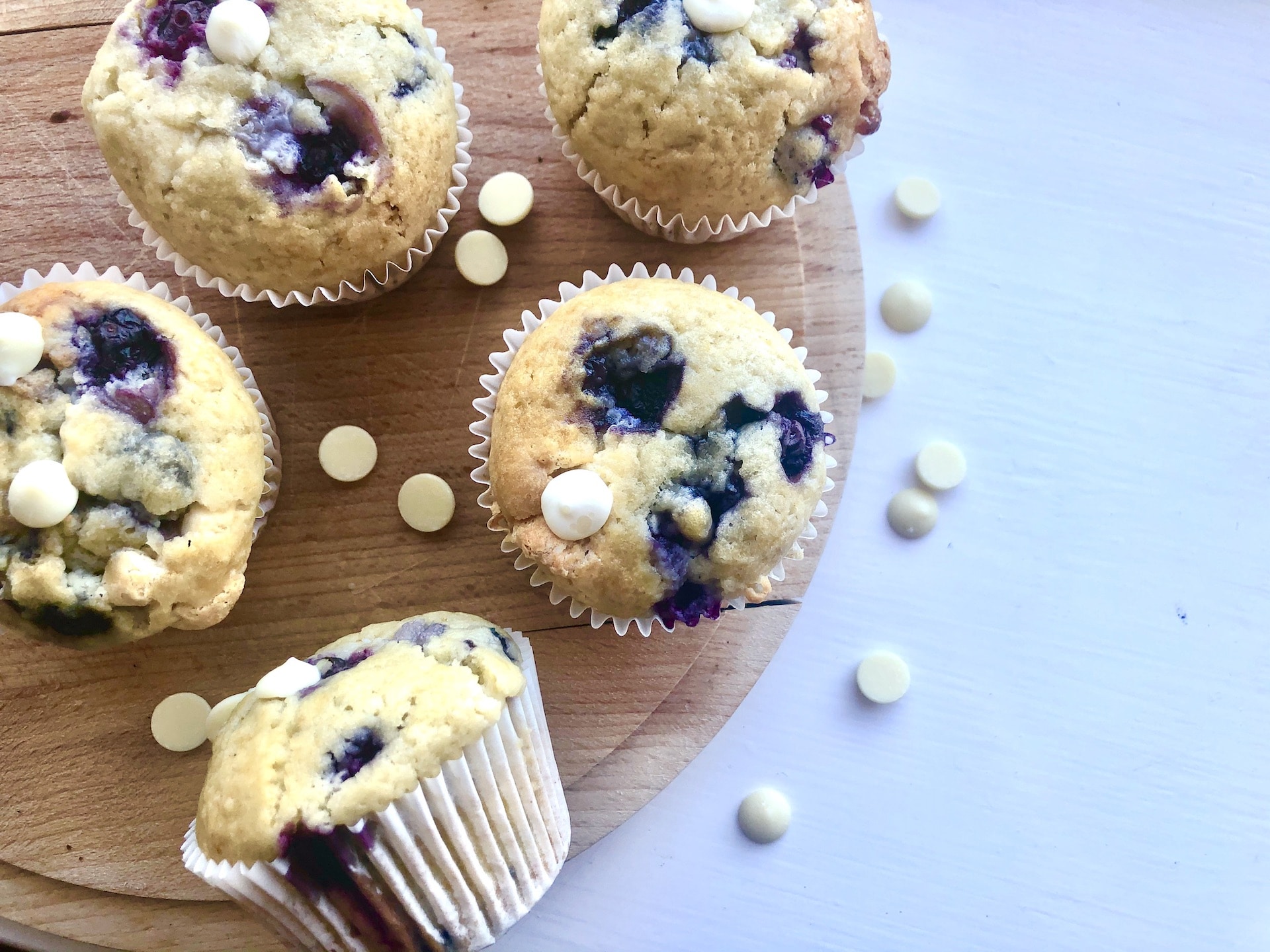 Blueberry White Chocolate Muffins - Maverick Baking