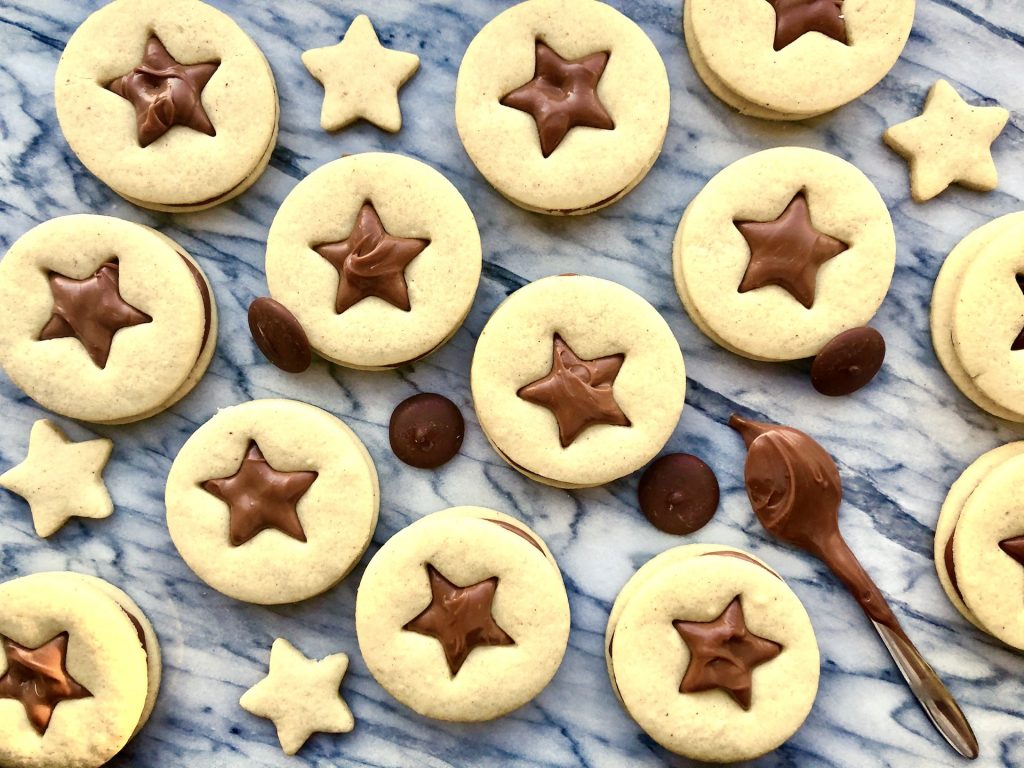 star biscuits with milk chocolate ganache