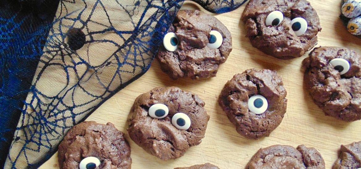 triple chocolate spooky cookies