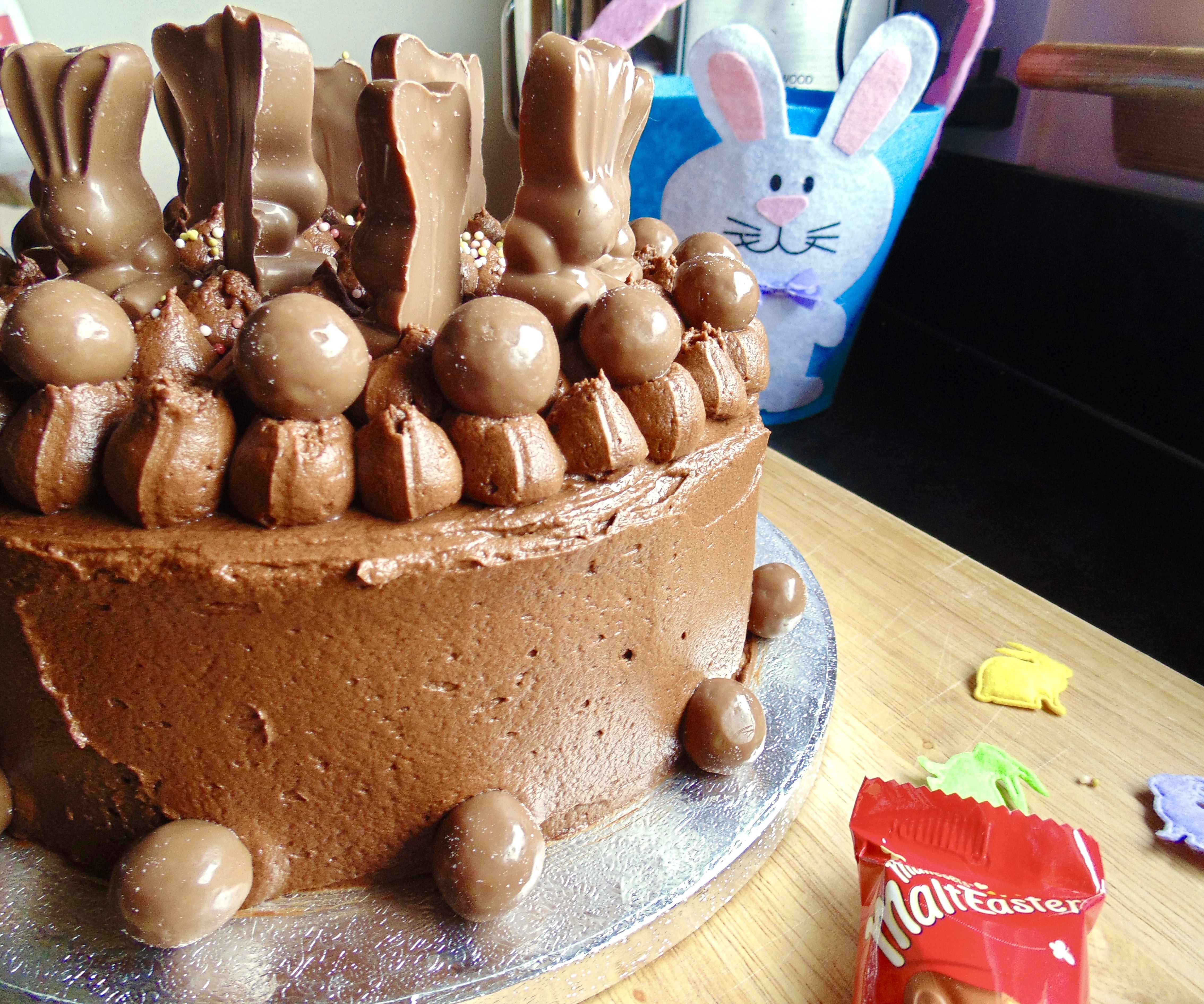 easter chocolate malteser bunny cake