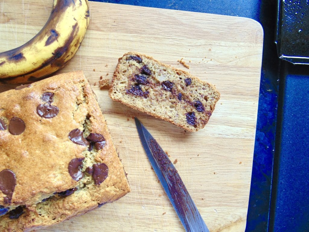 healthy chocolate chip banana bread