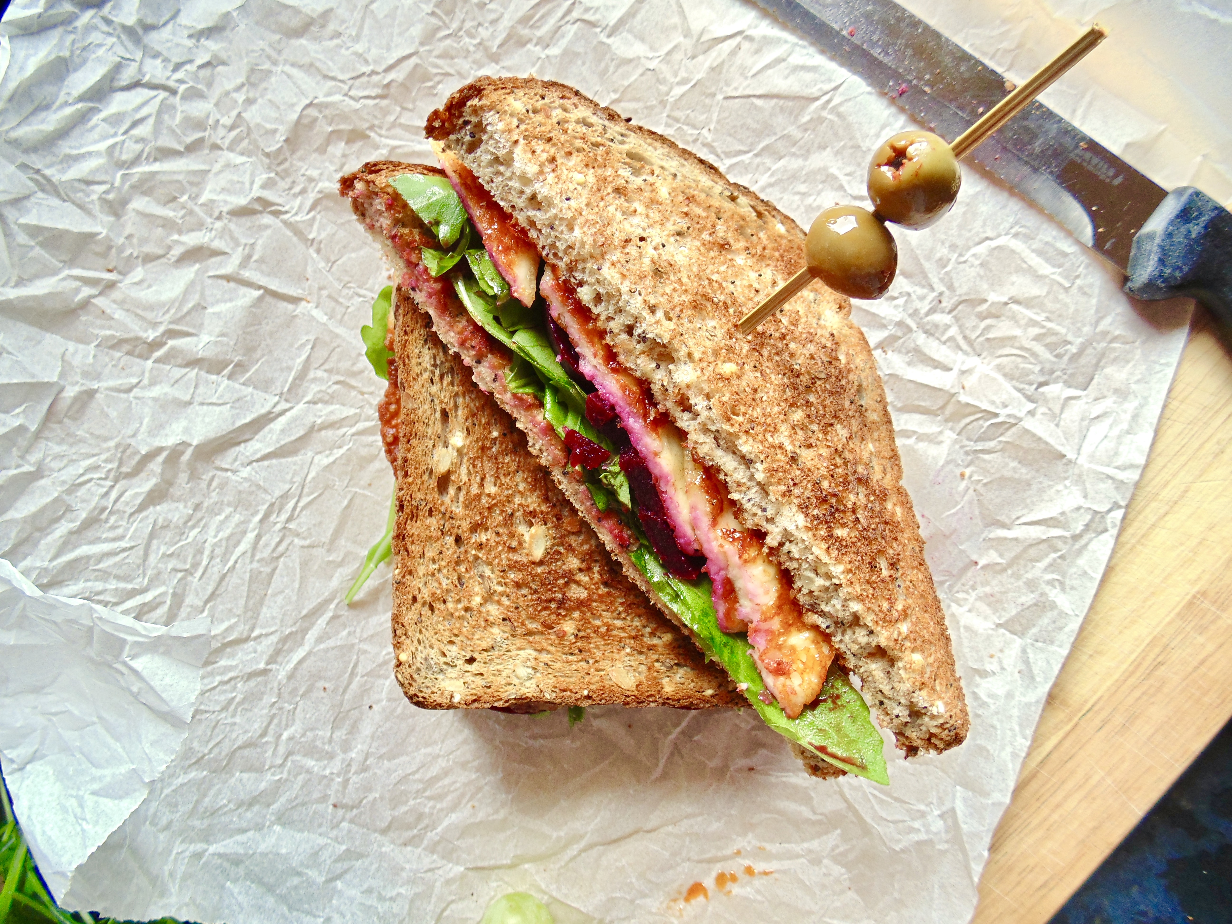 Grilled Halloumi Beetroot Sweet Chilli Sandwich