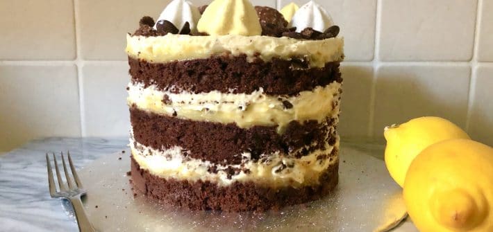 dark chocolate lemon layer cake