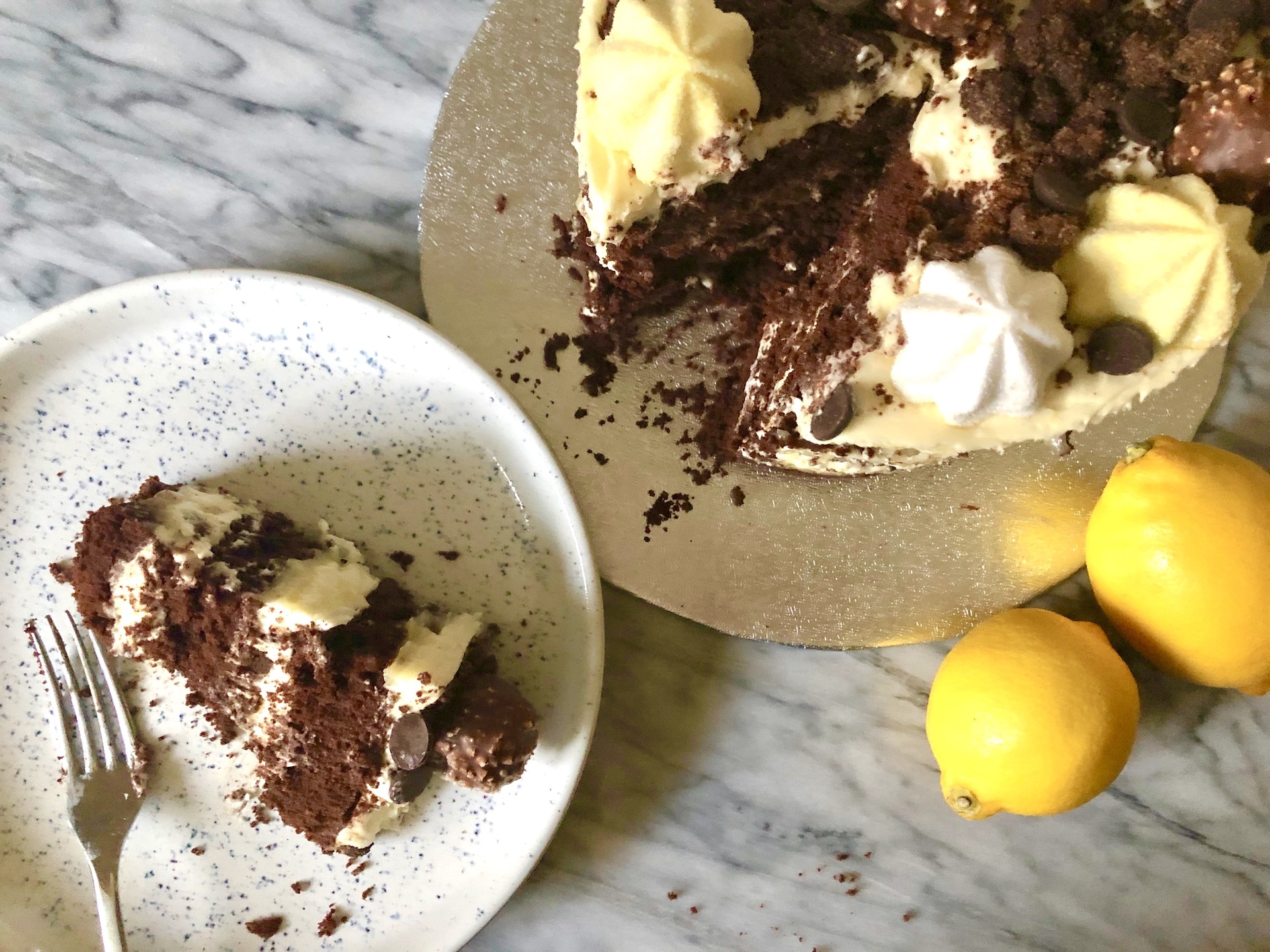 dark chocolate lemon layer cake