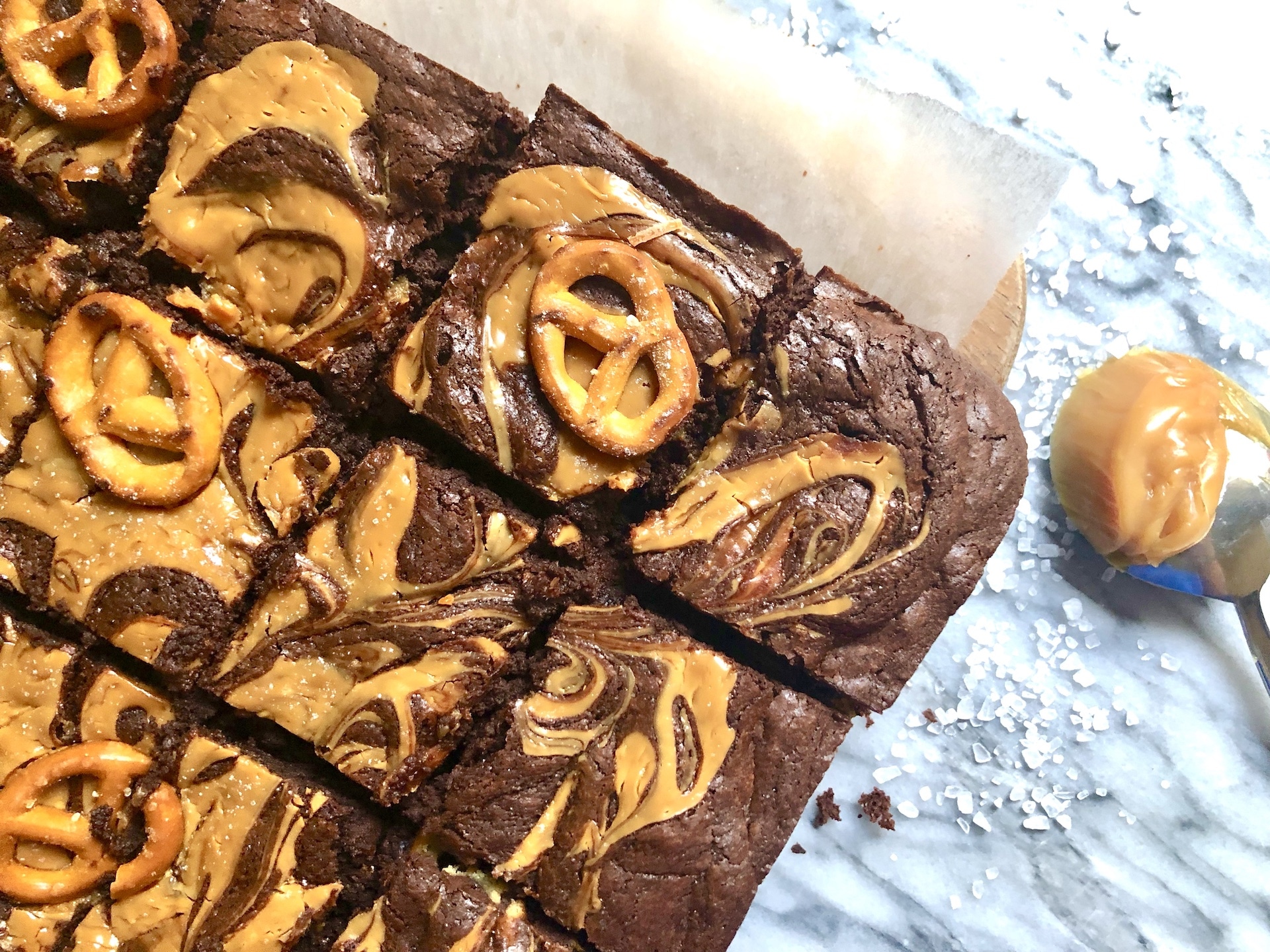 salted caramel pretzel brownies