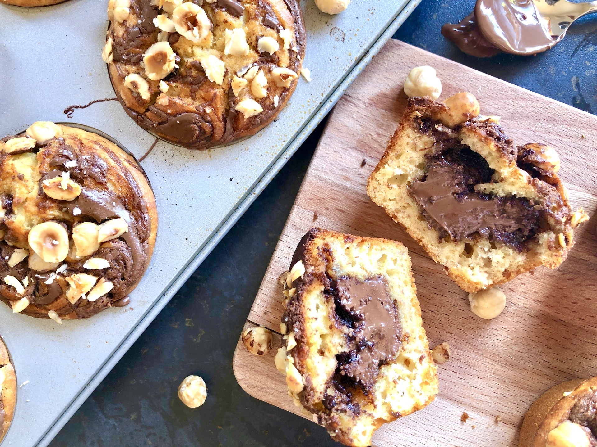 nutella filled banana muffins