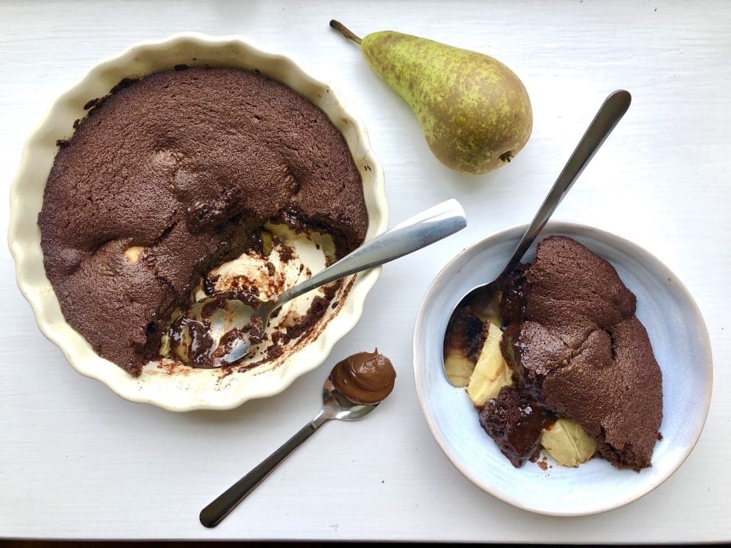 nutella chocolate pear pudding