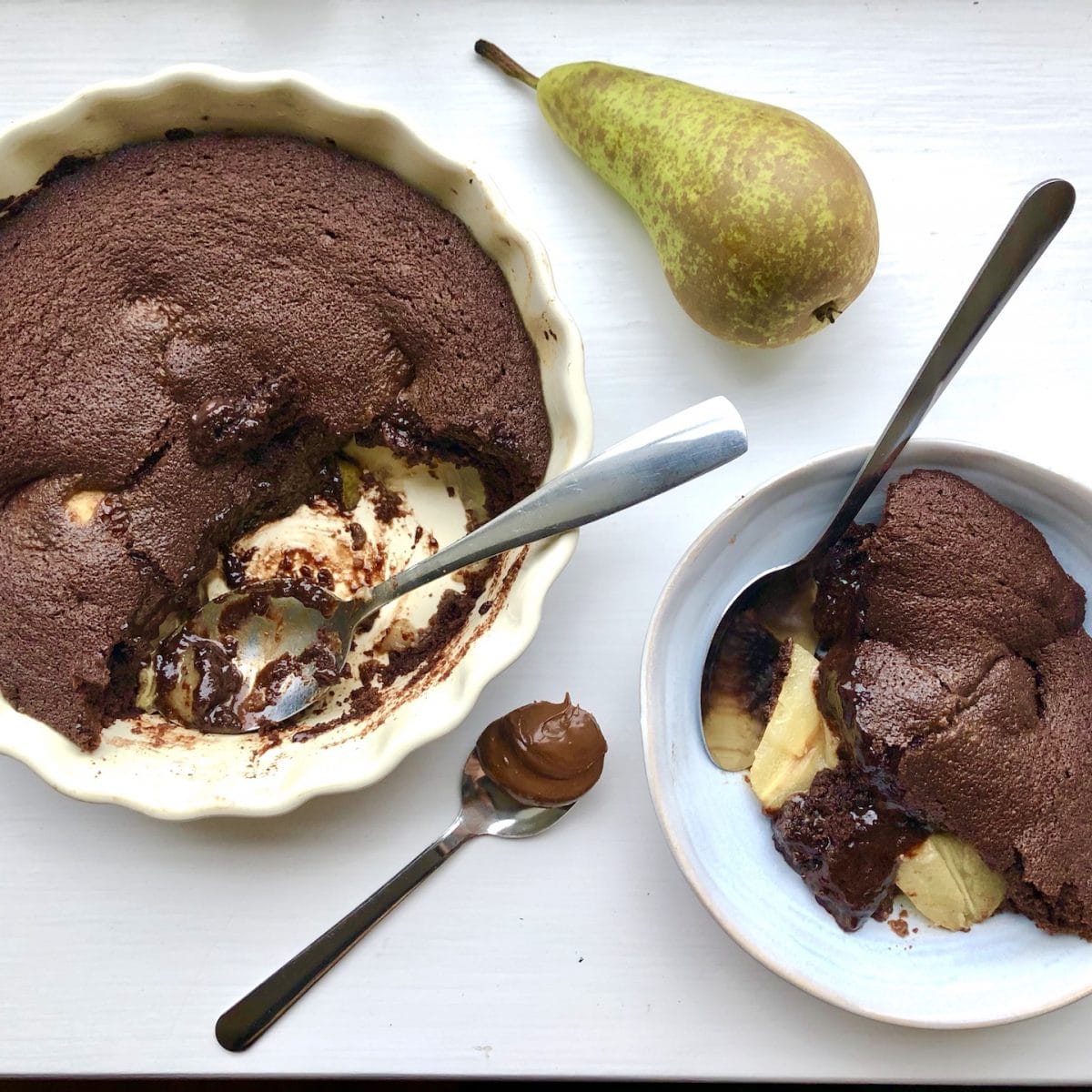 nutella chocolate pear pudding