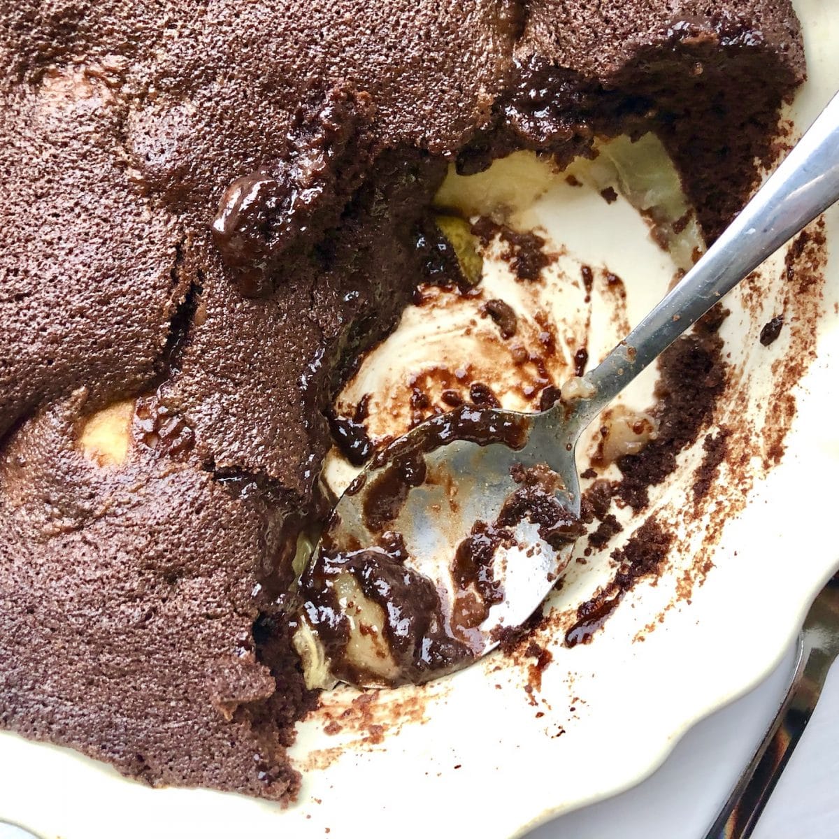 nutella chocolate pear pudding