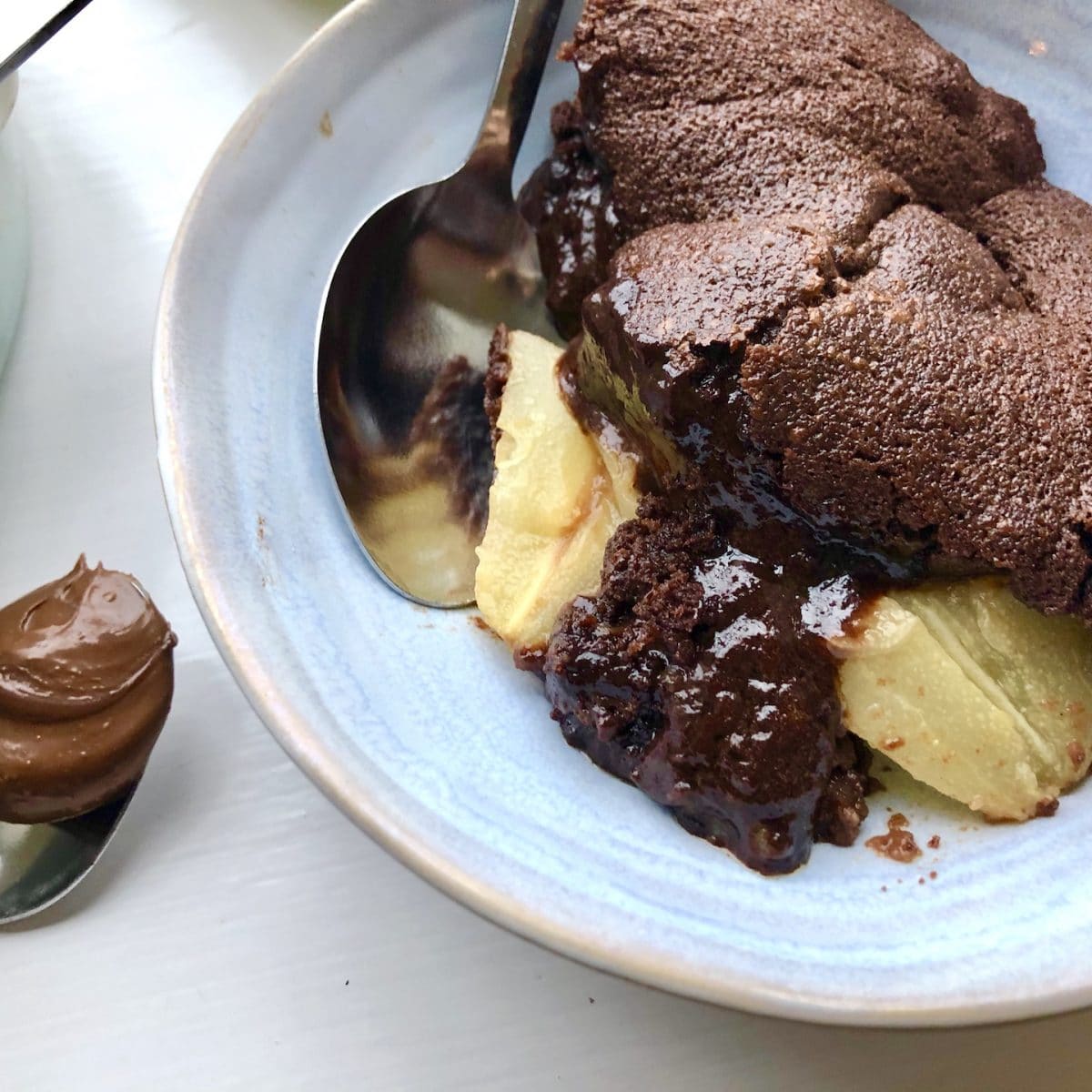 nutella chocolate pear pudding