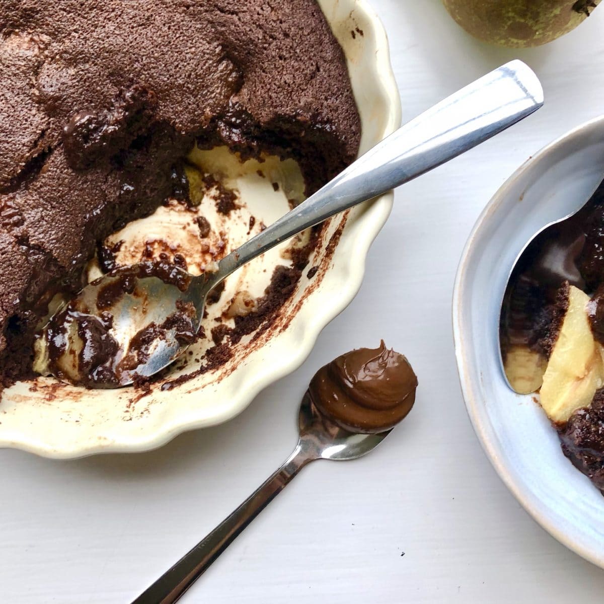 nutella chocolate pear pudding