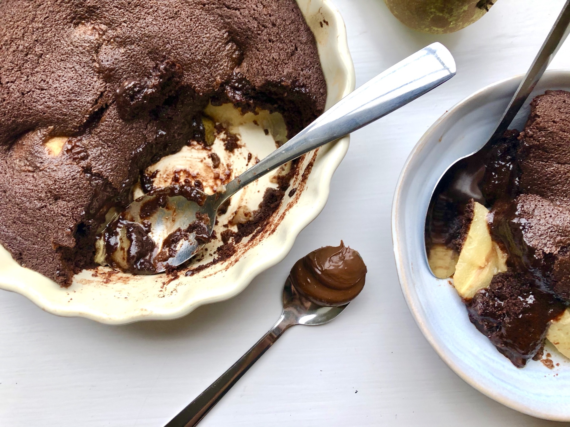 Nutella Chocolate Pear Pudding – Maverick Baking