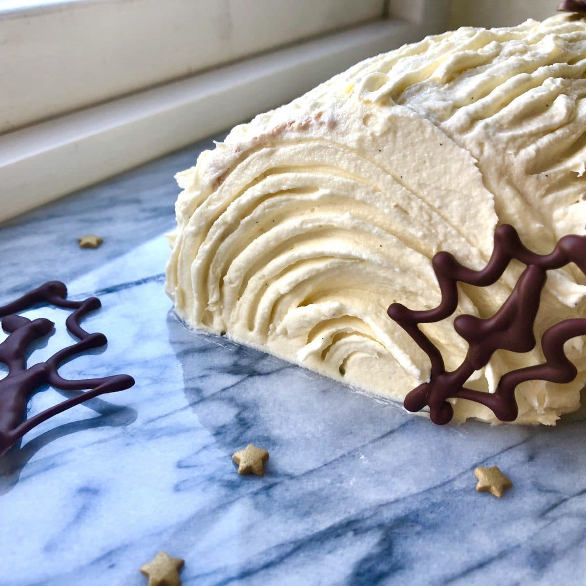 white chocolate yule log