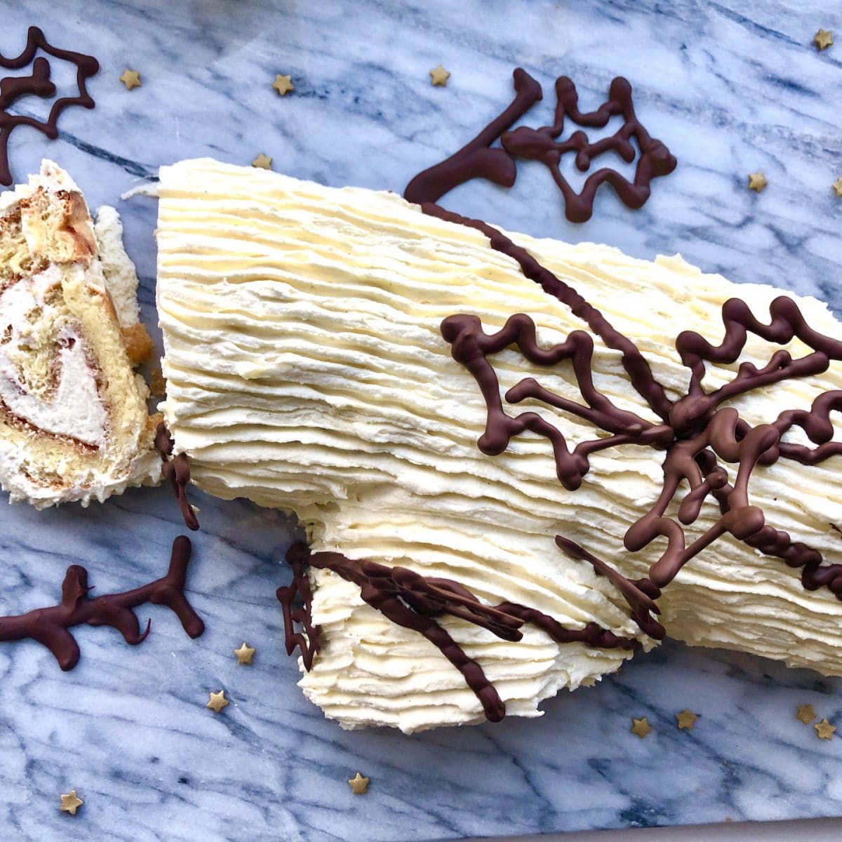 white chocolate yule log