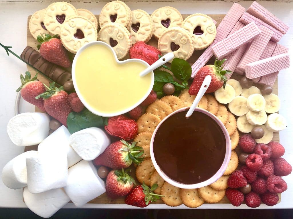 Valentine’s Day Chocolate Fondue Dessert Platter