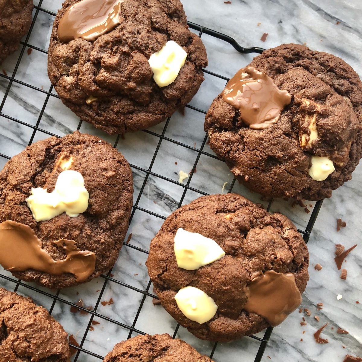 chunky triple chocolate cookies