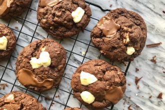 chunky triple chocolate cookies