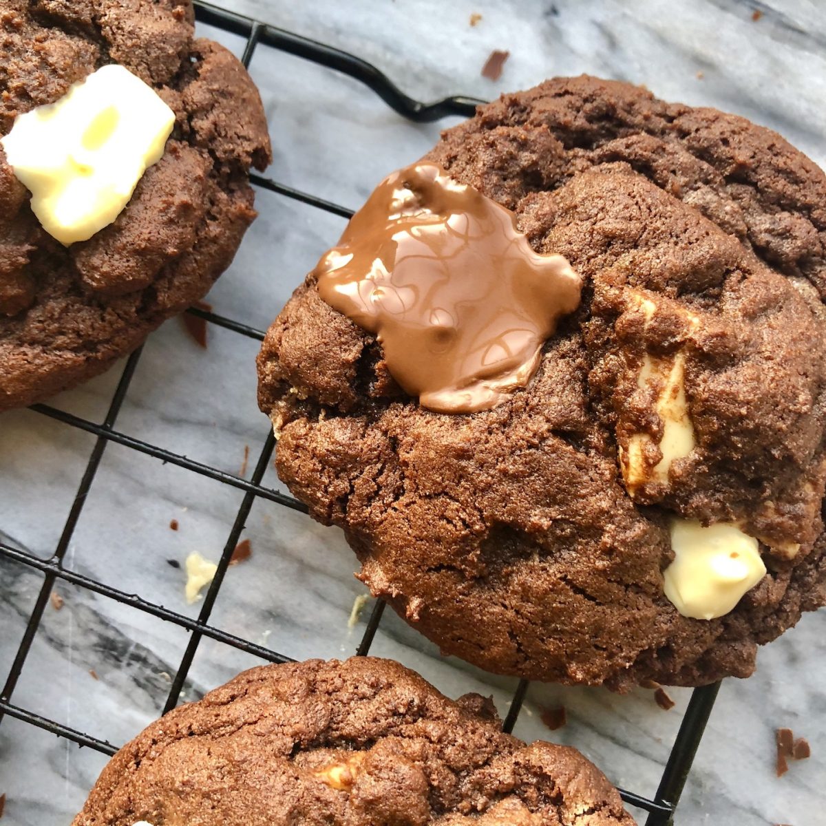 chunky triple chocolate cookies