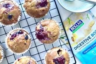 gut friendly raspberry vanilla muffins