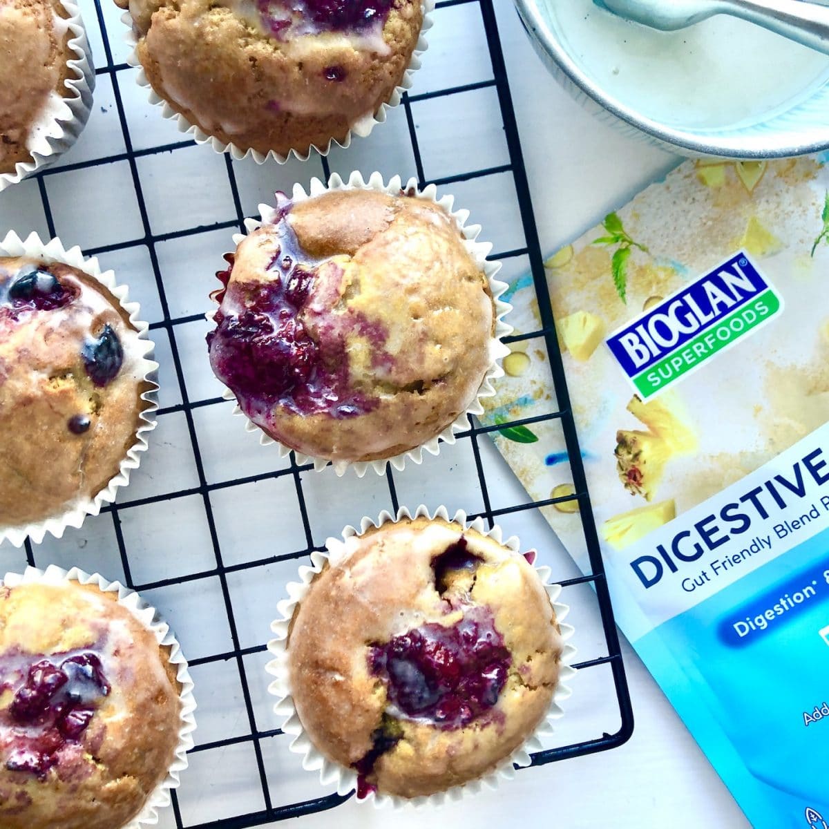 gut friendly raspberry vanilla muffins