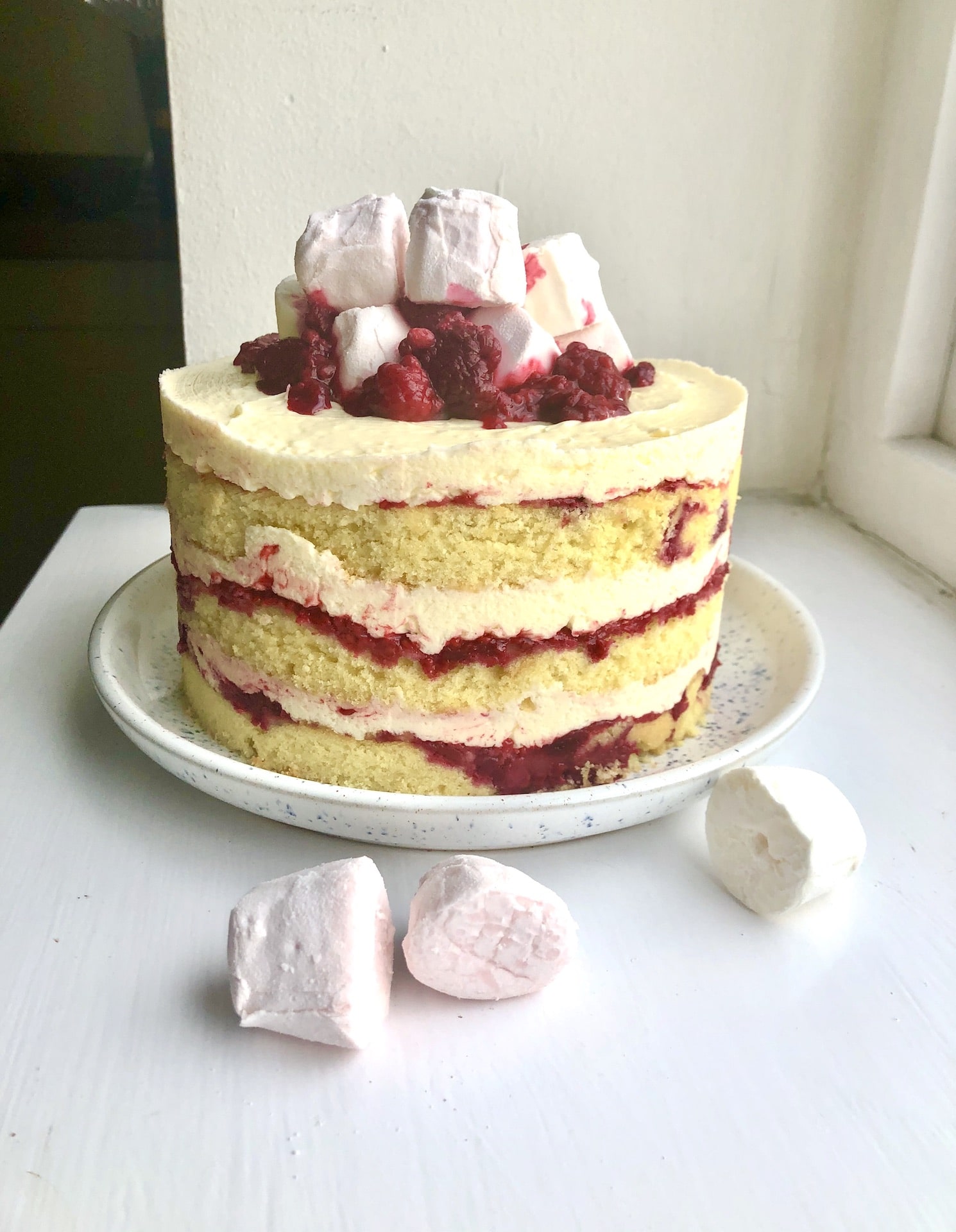 Three Birthday-Cakes and the Marshmallow Decoration:Part 2:'A White  Chocolate cake with whipped cream frosting wrapped in a marshmallow basket'  | Cakes, Bakes and Beyond by Shradha