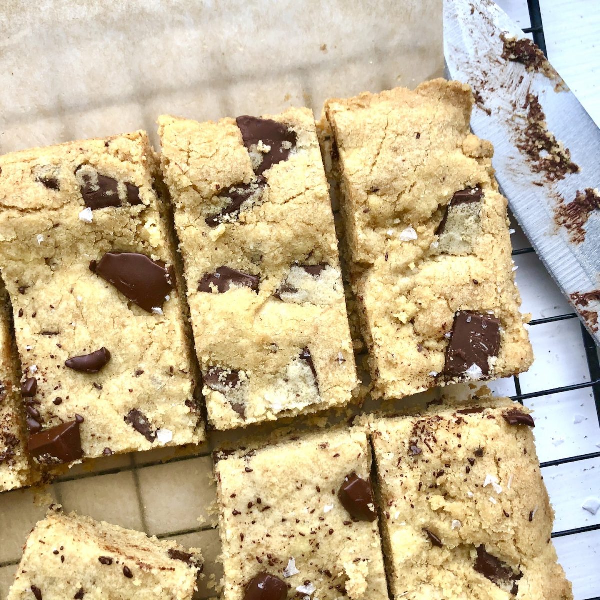 Salted Dark Chocolate Chunk Cookie Bars