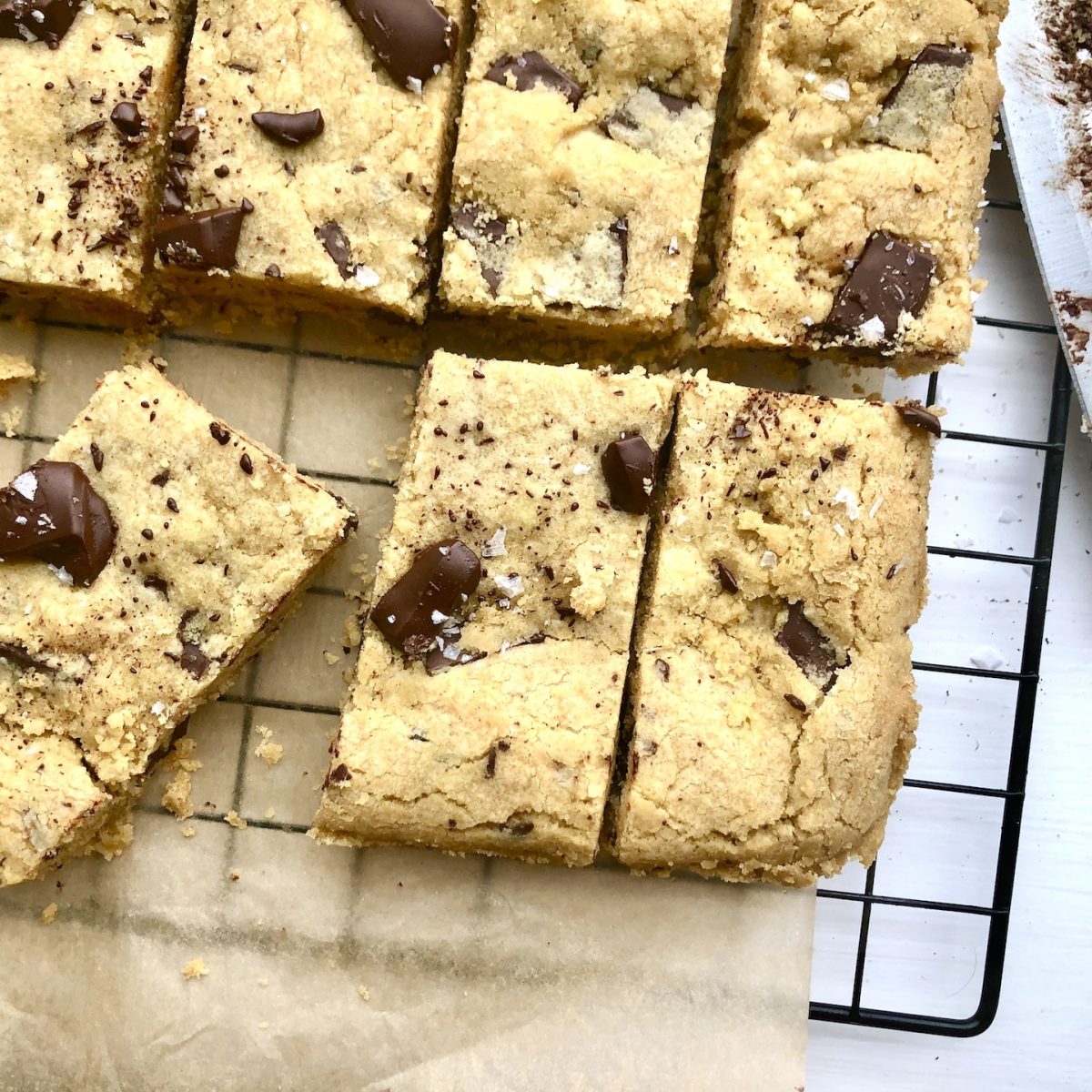 Salted Dark Chocolate Chunk Cookie Bars