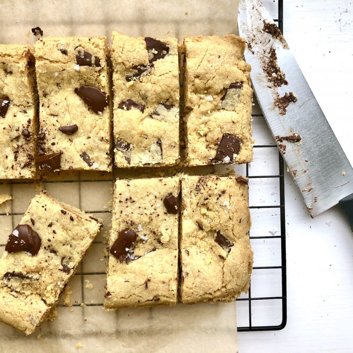 Salted Dark Chocolate Chunk Cookie Bars