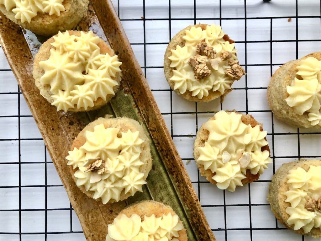 banana cakes with coconut creme patissiere