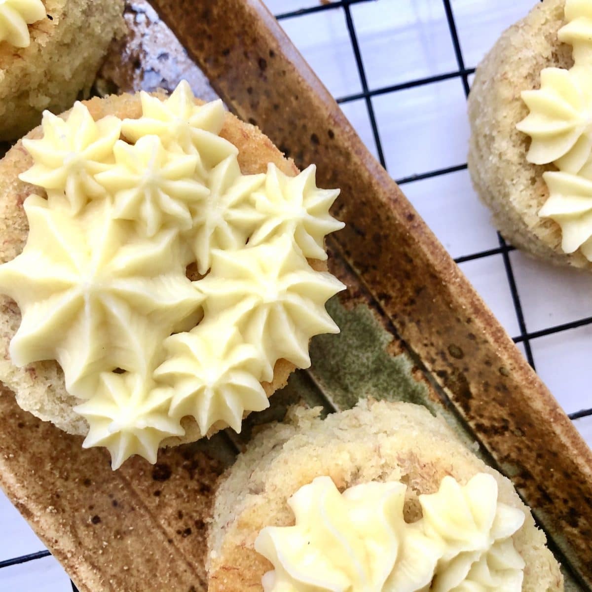 banana cakes with coconut creme patissiere