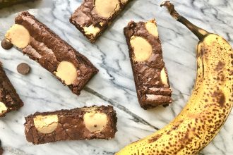 caramelised white chocolate banana brownies