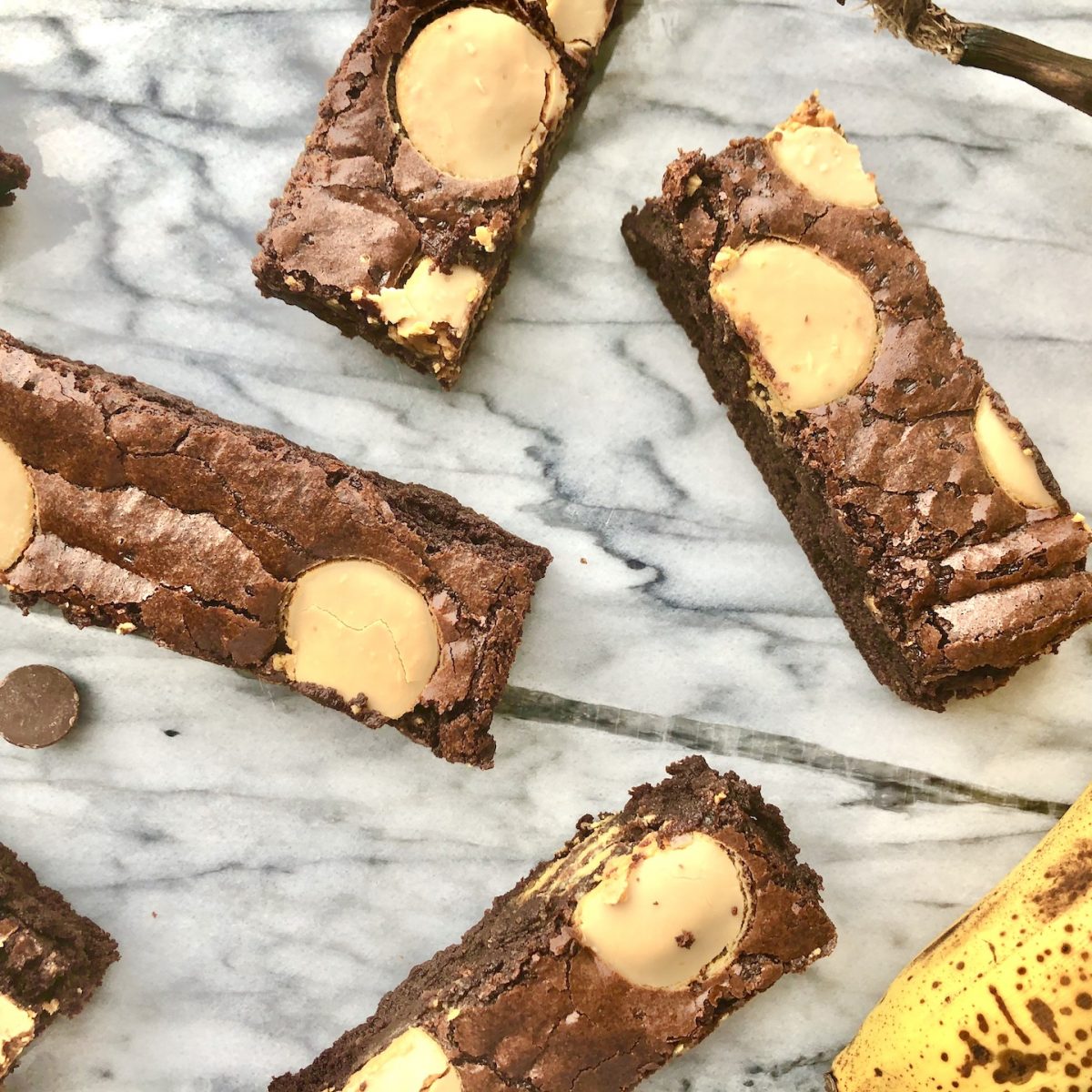 caramelised white chocolate banana brownies