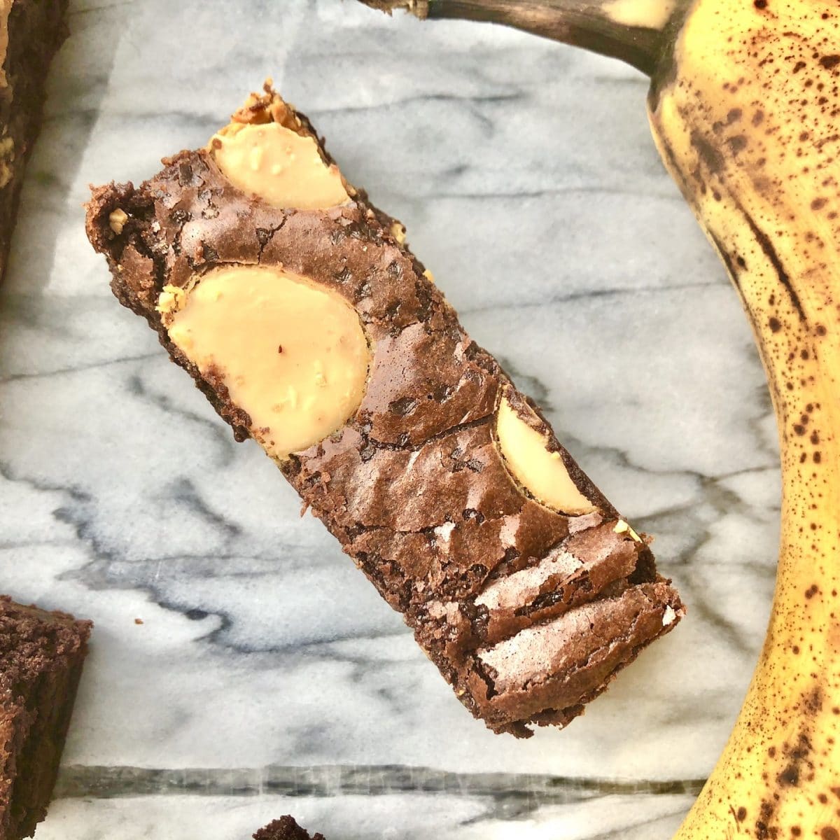 caramelised white chocolate banana brownies