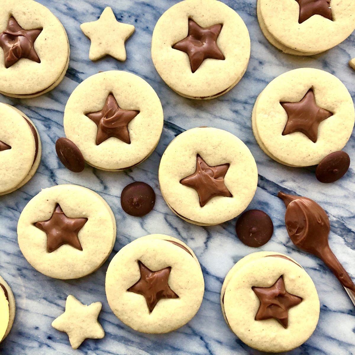 star biscuits with milk chocolate ganache