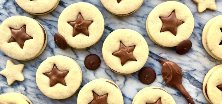 star biscuits with milk chocolate ganache