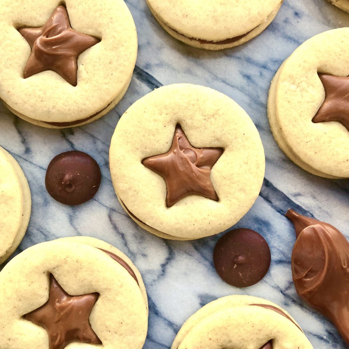 star biscuits with milk chocolate ganache