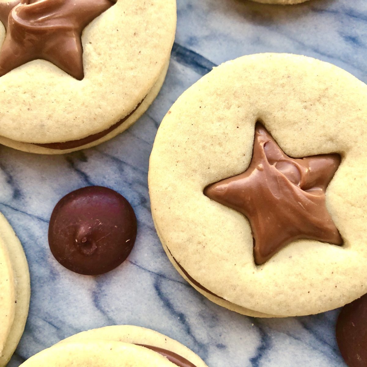 star biscuits with milk chocolate ganache