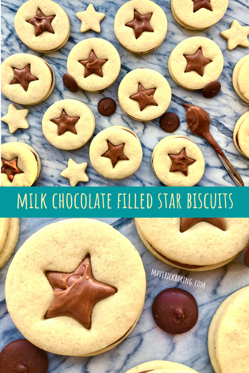 star biscuits with milk chocolate ganache