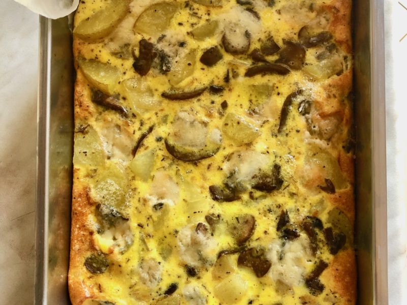 Easy Mushroom Potato & Gorgonzola Frittata